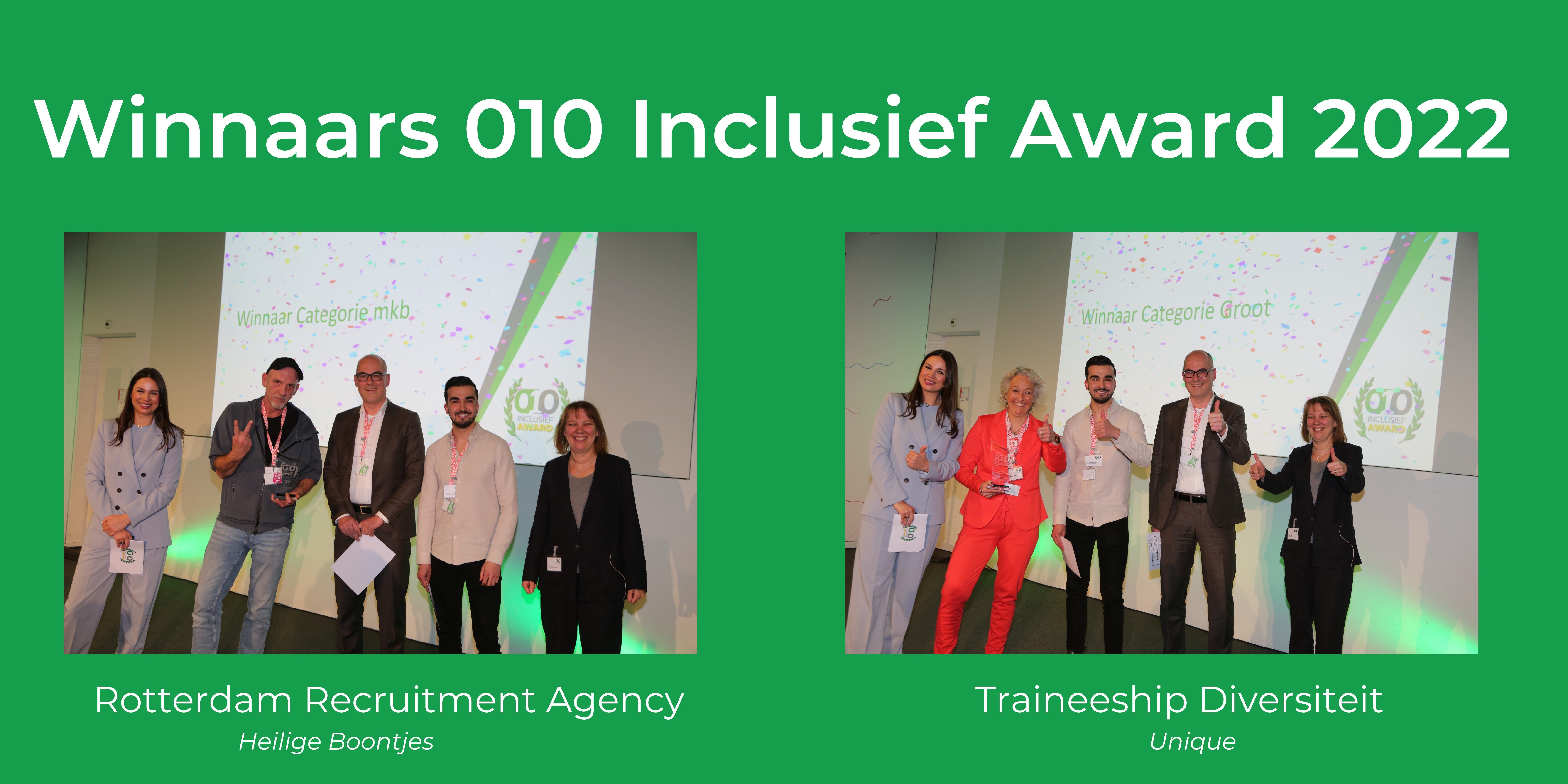 Rotterdam Recruitment Agency en Traineeship Diversiteit winnen de 010 Inclusief Award